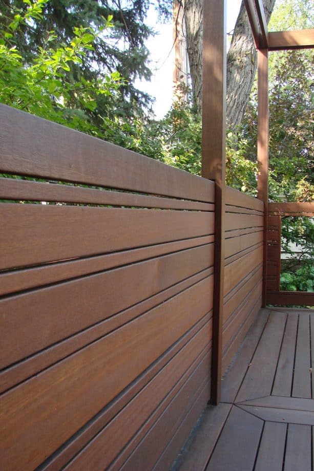 deck privacy screen from exotic hardwood material