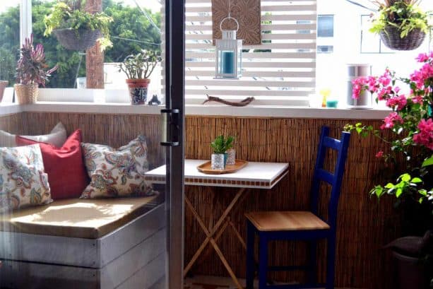deck railing privacy screen from reed panels