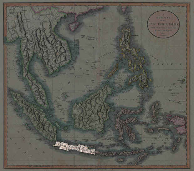 The island of Java highlighted on an 1801 map of what was then known as the East India Isles.