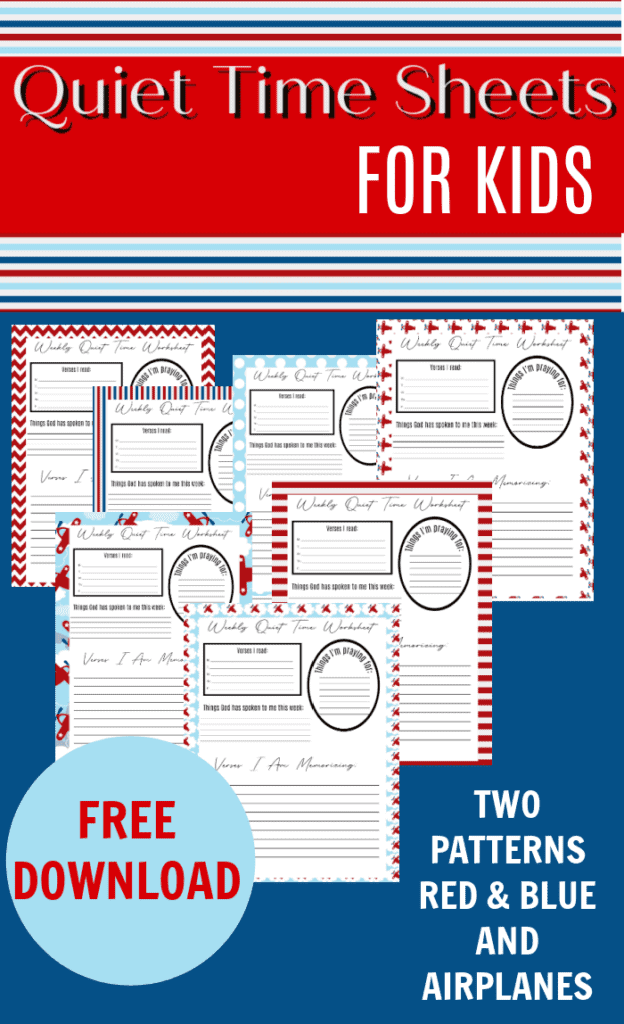 Layout of Quiet Time Sheets for Kids