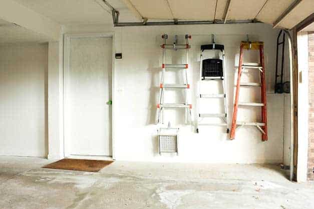 garage-makeover-ladders-hung-on-wall