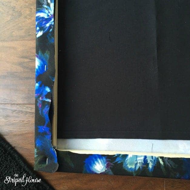fabric art diy from bold flowers wood frame stapled