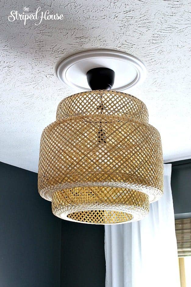 the striped house one room challenge ikea basket chandelier