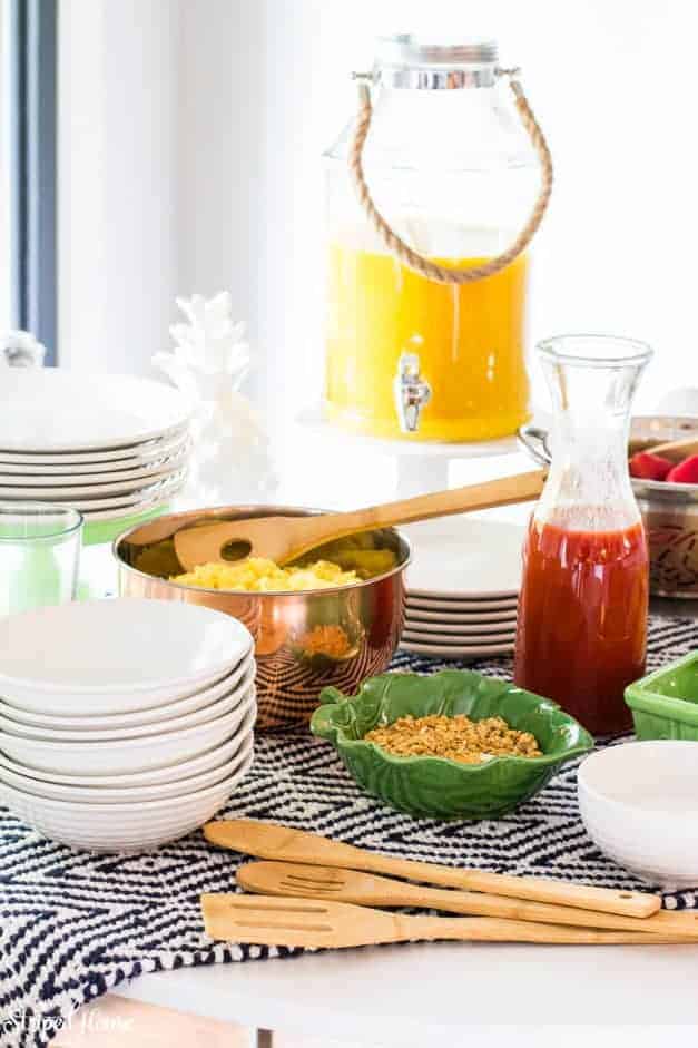 A bright, casual and fun summer Sunday brunch decked out in navy, white and green.  