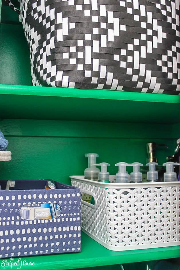 emerald green hall closet makeover with eclectic pretty storage