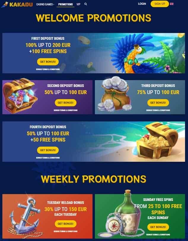 Kakadu Casino Free Spins Bonuses 