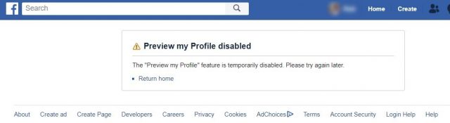 facebook view as feature disabled