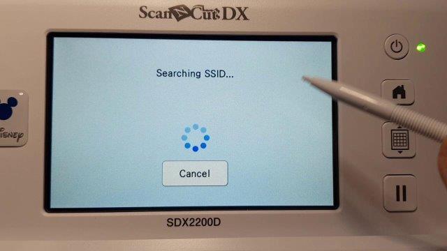 Your DX Scan N Cut will go off and search for your SSID or Wifi Network