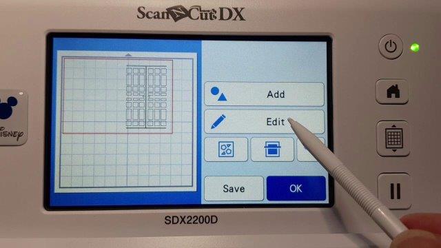 Screenshot of Add, Edit, Scan Mat on the Scan N Cut Disney DX model.