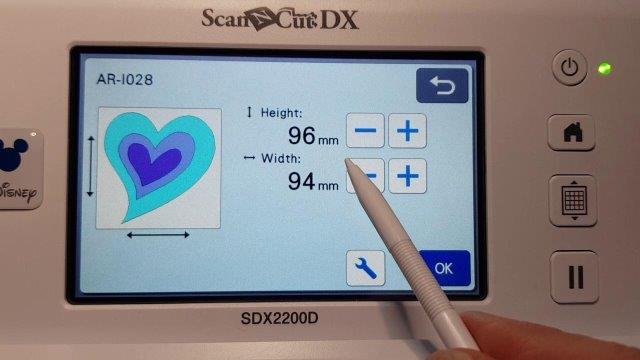 This screen on your Scan N Cut will let your resize your design