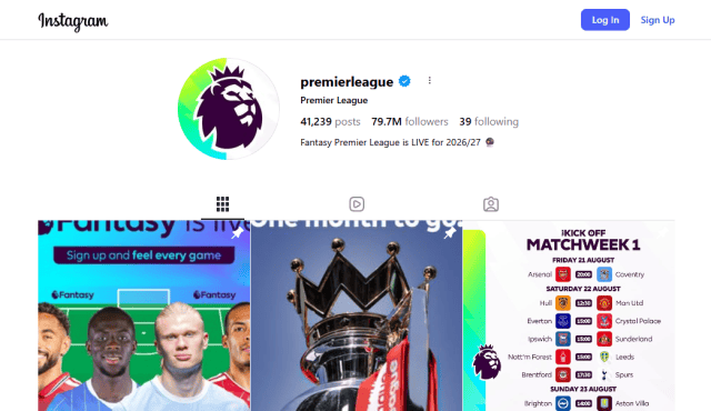 Premier League Overtakes Britain's Biggest Corporate Brands on Instagram