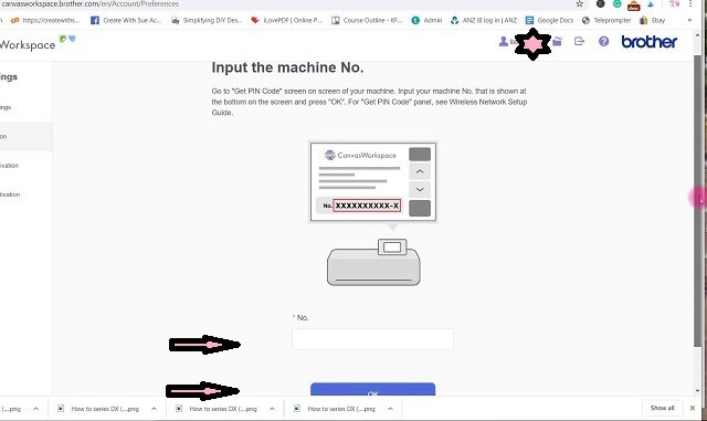 Online Canvas Workspace in the "Input the Machine Registration No" screen.