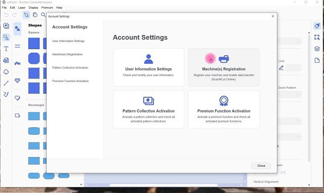 Showing Machine Registration in the downloaded version of Canvas Workspace