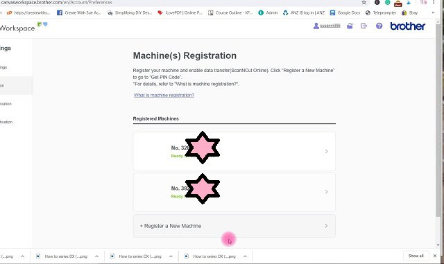 Online version of Canvas Workspace showing Machine Registration