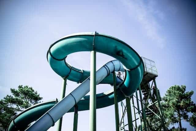 A high water slide at a theme park