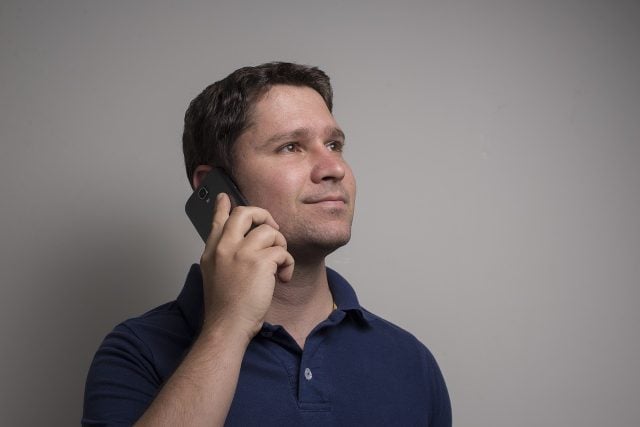 man talking on mobile phone