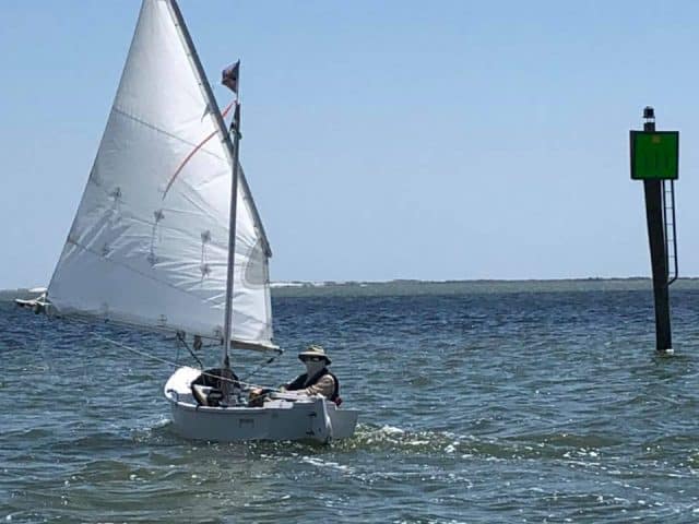 mayfly 14 expedition balance lug sail for Chuck Pierce in the Texas 200 mile event