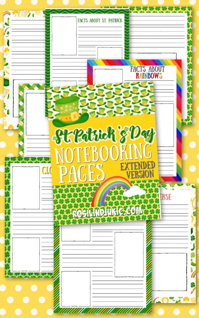 Get these free St. Patrick's Day Notebooking pages and make writing and art notebooking so much fun this season! #alittlerandr #stpatricksday #notebooking #homeschooling