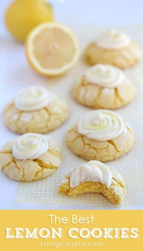 THE BEST Melt in your mouth Lemon Crinkle Cookies Recipe with Lemon Frosting. Livinglocurto.com