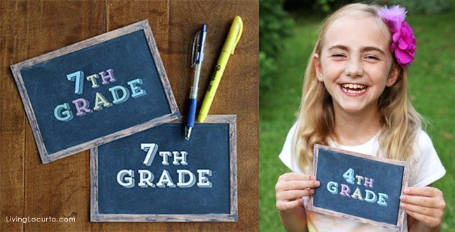 Back to School Printable Chalkboard Photo Prop Signs