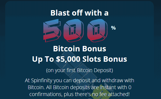 Spinfinity 500% Bitcoin Bonus 