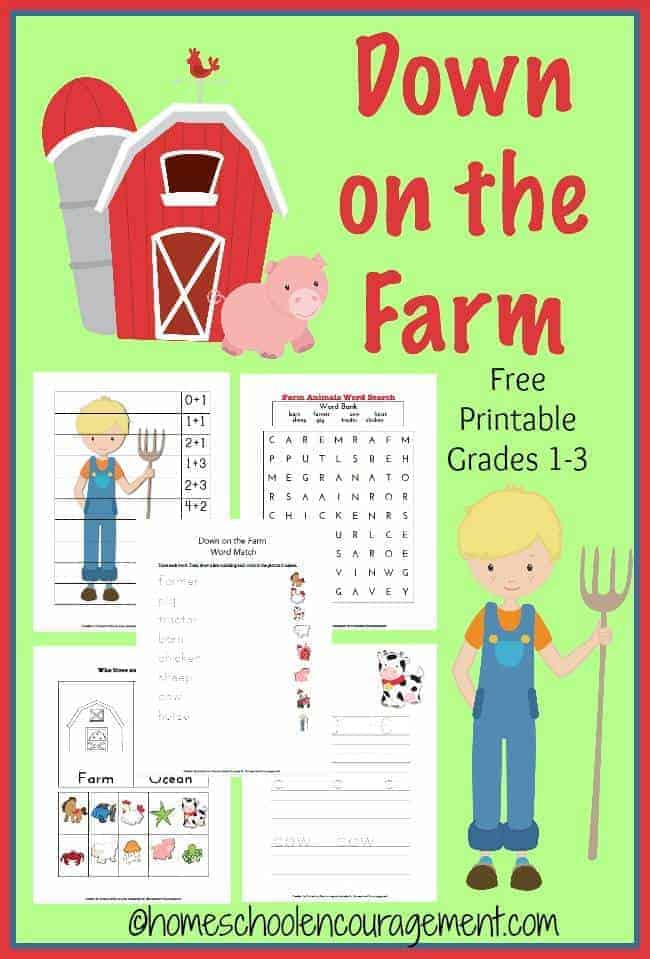 Looking for a fun way to teach your kids, grades 1 - 3, about life on the farm?  This printable pack has free worksheets, a list of farm books about the barnyard, and fun learning activities associated with life on the farm.