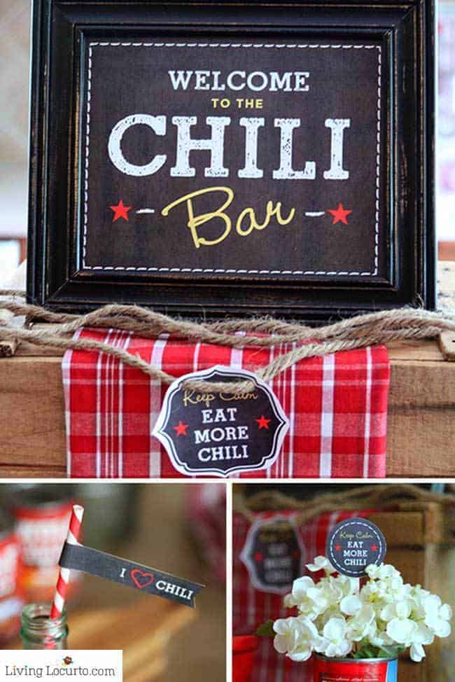 Chili Party Ideas Free Printables by Living Locurto