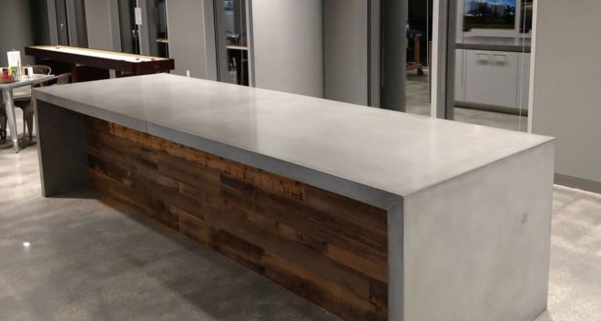 12 foot long Concrete Countertop With Waterfall Legs