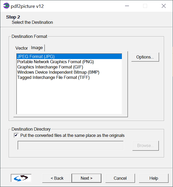 pdf2picture select image output format