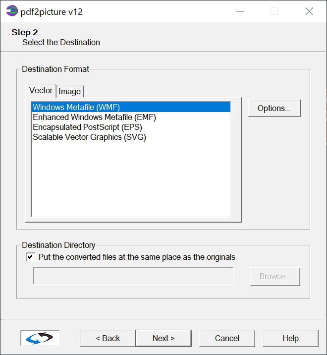 pdf2picture select vector output format