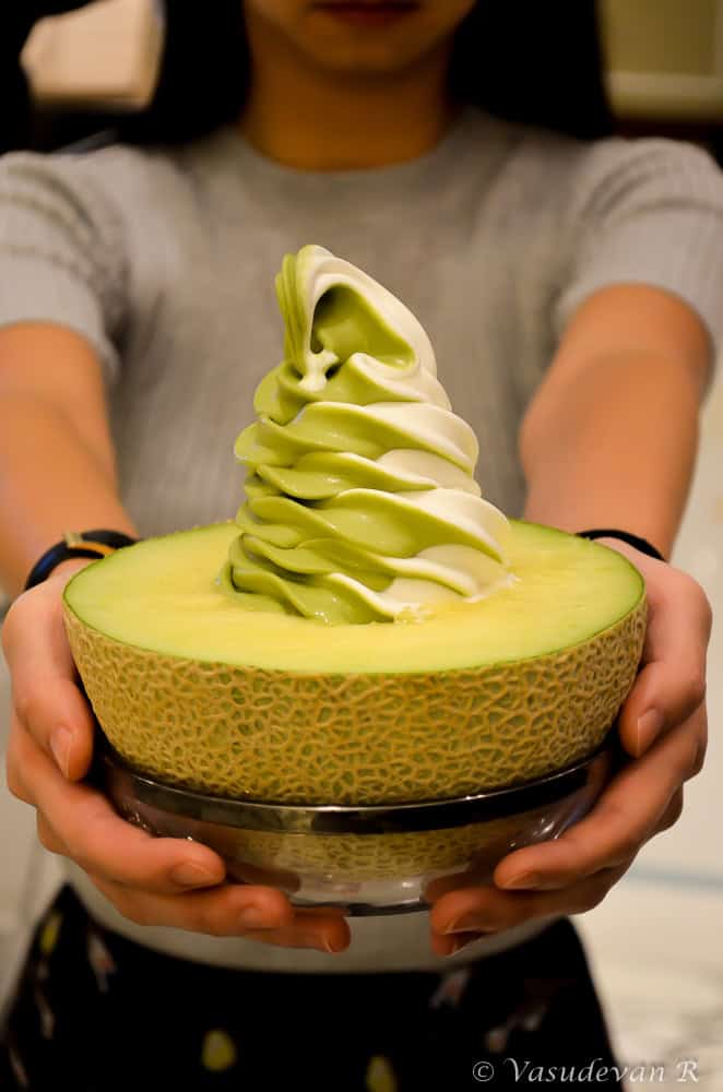Getting lost in Harbour City! 13 Harbour City, Tea based ice cream on a melon from iCremeria, A japanese style Deli