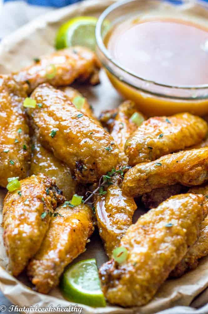 Air fryer chicken wings close up shot