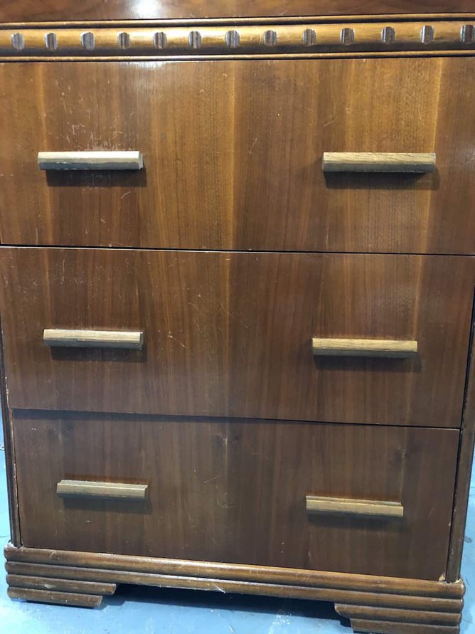 REFINISHING VENEER ART DECO WATERFALL DRESSER The Striped House