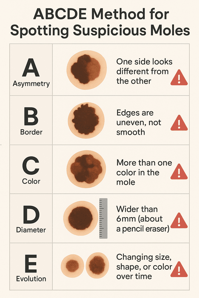 ABCDE method for spotting moles infographic