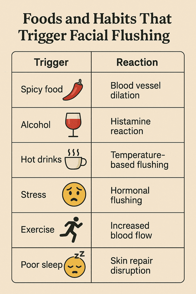Foods and habits that effect facila flushing infographic