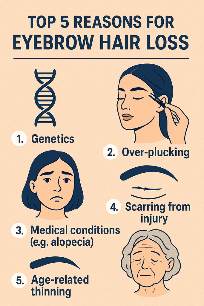 Top 5 reasons for eyebrow hair loss infographic