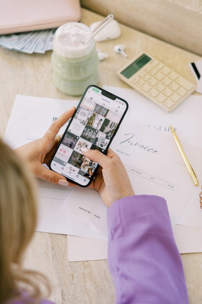 A person looks at their Instagram page looking for ways to save time, energy, and money