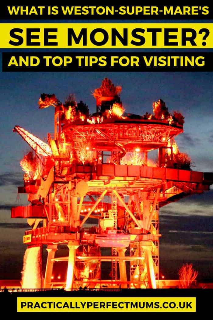 What is See Monster Weston super Mare and Top Tips for Visiting - showing See Monster illuminated at night