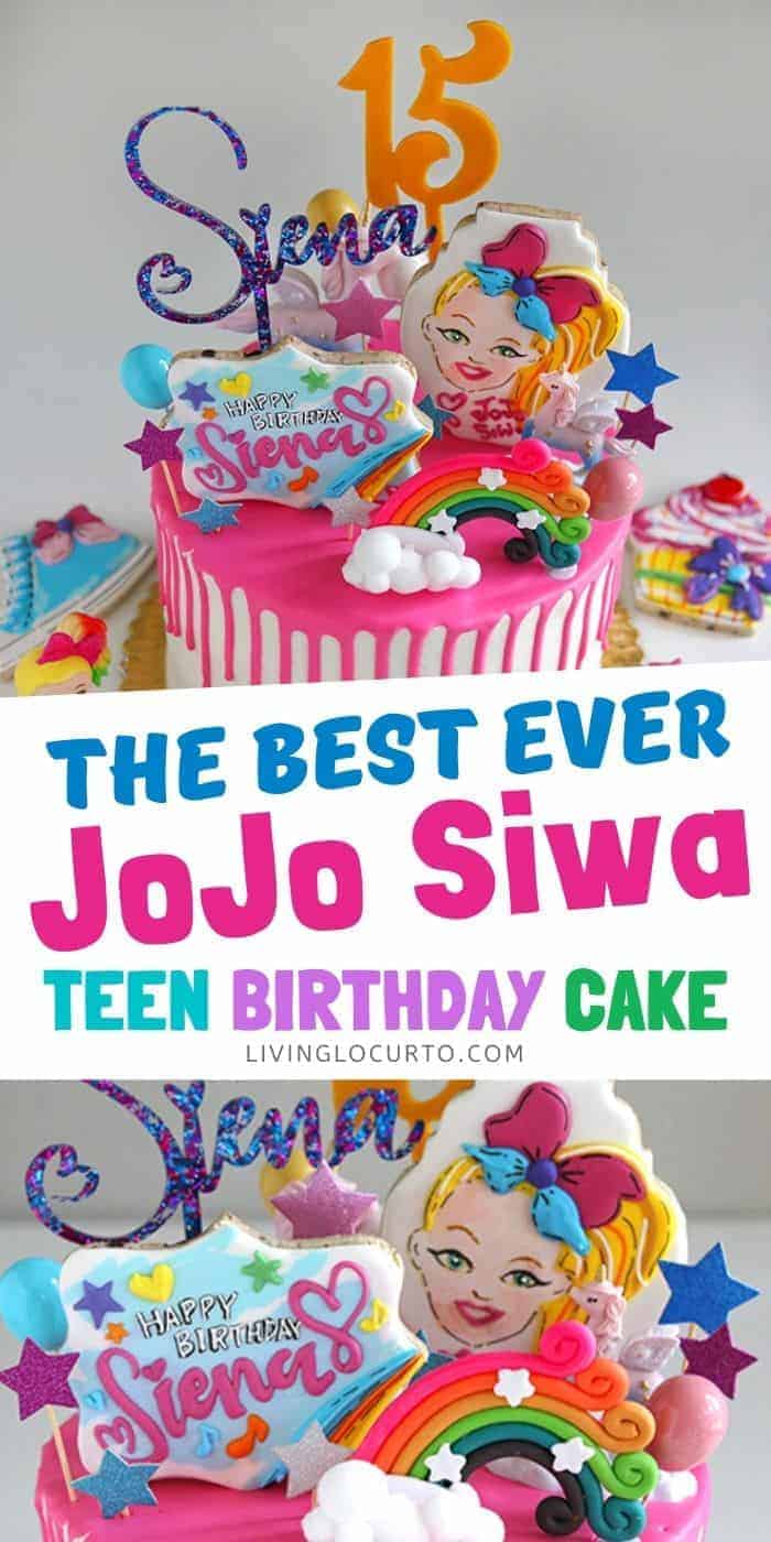 Best JoJo Siwa Birthday Cake JoJo Siwa Birthday Cake - Hot Pink Drip Cake with colorful cookies and cake toppers.
