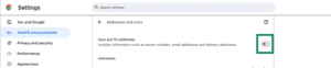 Stop save and fill addresses in Chrome.