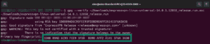  Terminal showing the verification command for the ExpressVPN installer.