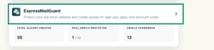 ExpressVPN+ dashboard showing ExpressMailGuard highlighted.