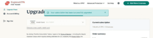 Upgrade Plans option in ExpressVPN for Teams.