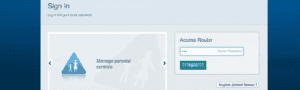 Linksys router sign-in page displaying a password input field for "Router Password" and a highlighted "Sign In" button inside a teal box.