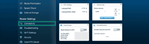 Linksys router management dashboard with "Connectivity" highlighted in the sidebar.