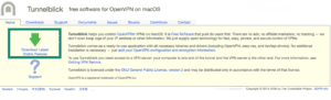 The Tunnelblick download page, highlighting the "Download Latest Stable Release" button.