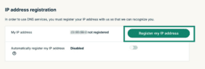 Register IP address to configure ExpressVPN DNS settings.