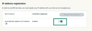 Register IP address to configure ExpressVPN DNS settings.