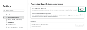 Microsoft Edge browser clear passwords settings.