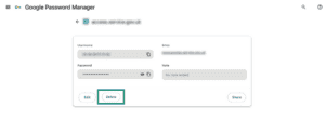 Google Password Manager delete a login.